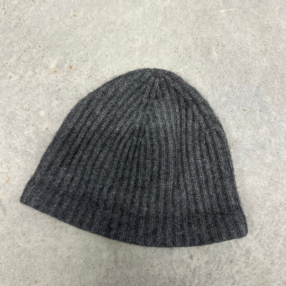 Raffi 100% Cashmere Gray Charcoal Knit Beanie Hat OS